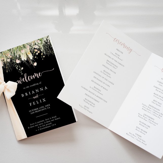 Programa Green Boho Wildflower Black Folheed Program (Criador carregado)
