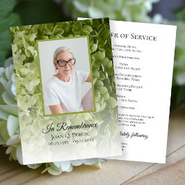 Programa Green Hydrangea Floral Funeral Memorial