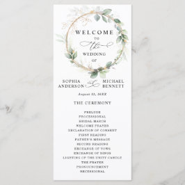 Programa Greenery and Gold Wedding Program