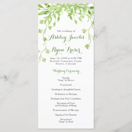 Programa Greenery Clover Floral Wedding Program