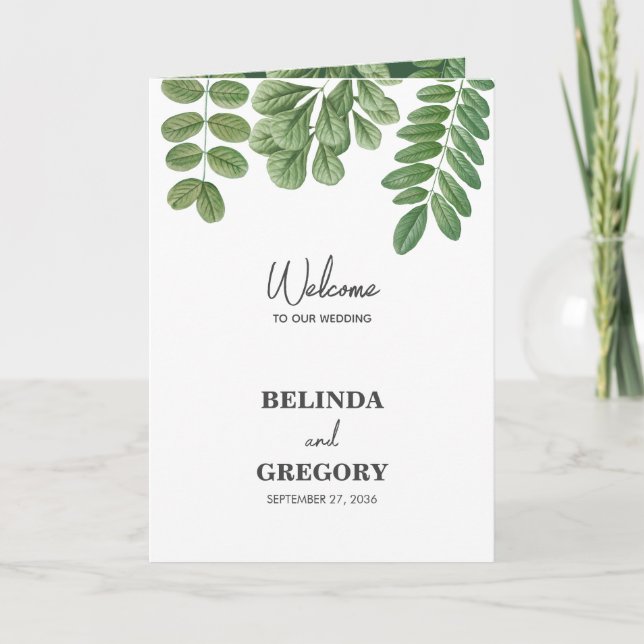 Programa Greenery Emerald Green Wedding Order (Frente)