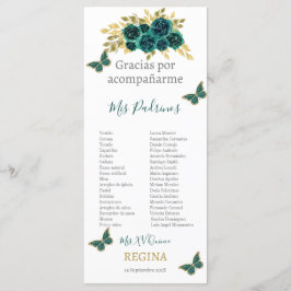 Programa Greenery Floral Quinceañera