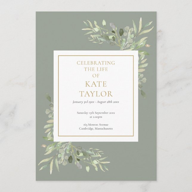 Programa Greenery Foliage Ordem de Serviço Memorial Funeral (Frente)