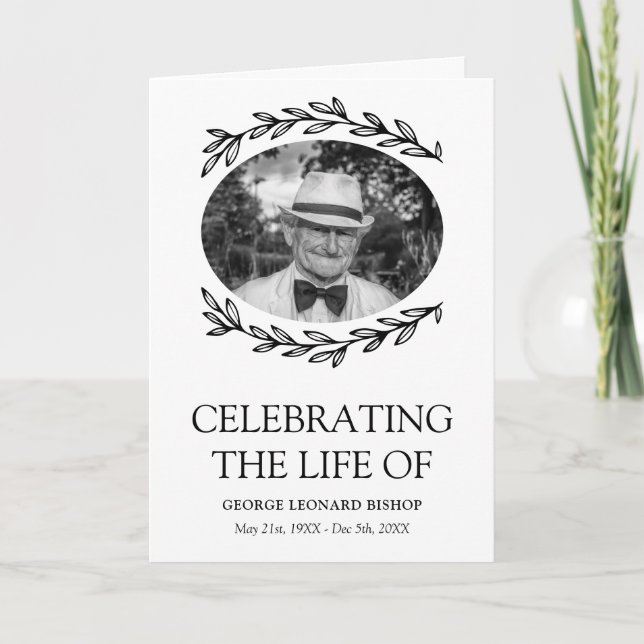 Programa Greenery Frame Oval Foto Funeral (Frente)