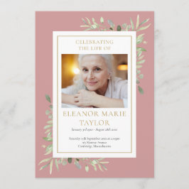 Programa Greenery Funeral Memorial Order Of Service Program