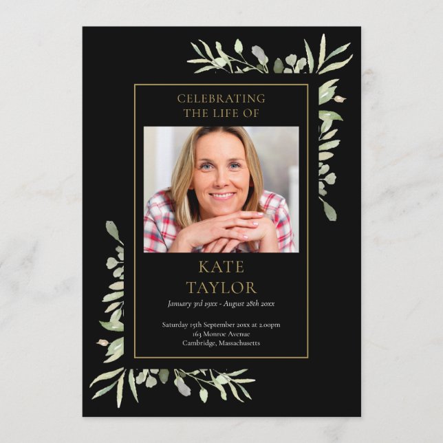 Programa Greenery Funeral Memorial Order Of Service Program (Frente)