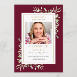 Programa Greenery Funeral Memorial Order Of Service Program