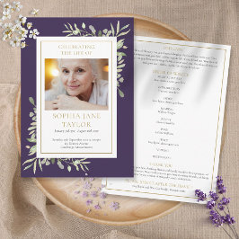 Programa Greenery Funeral Memorial Order Of Service Program