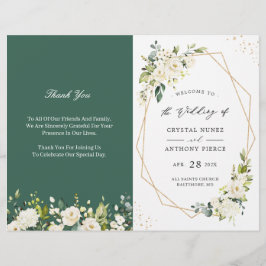 Programa Greenery Ivory Floral Folded Wedding