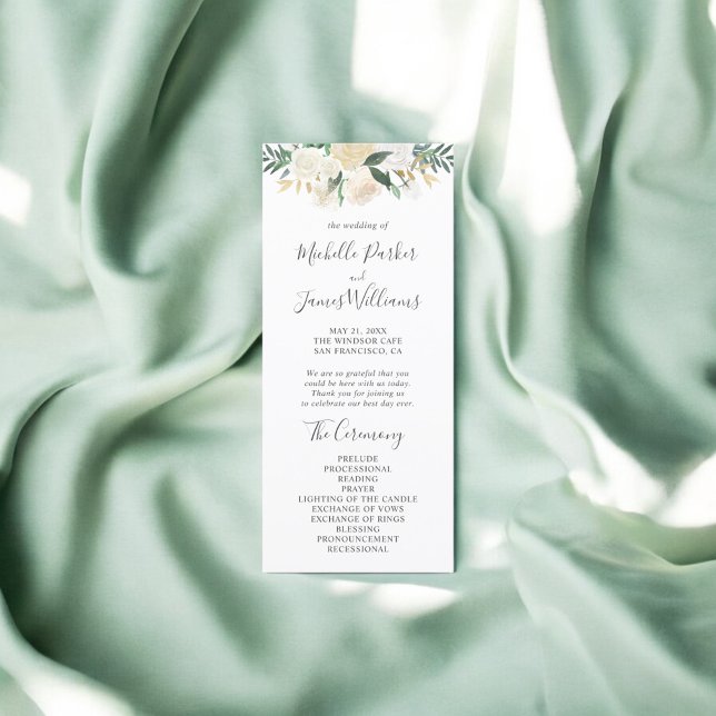 Programa Greenery Watercolor Floral Wedding Program (Criador carregado)
