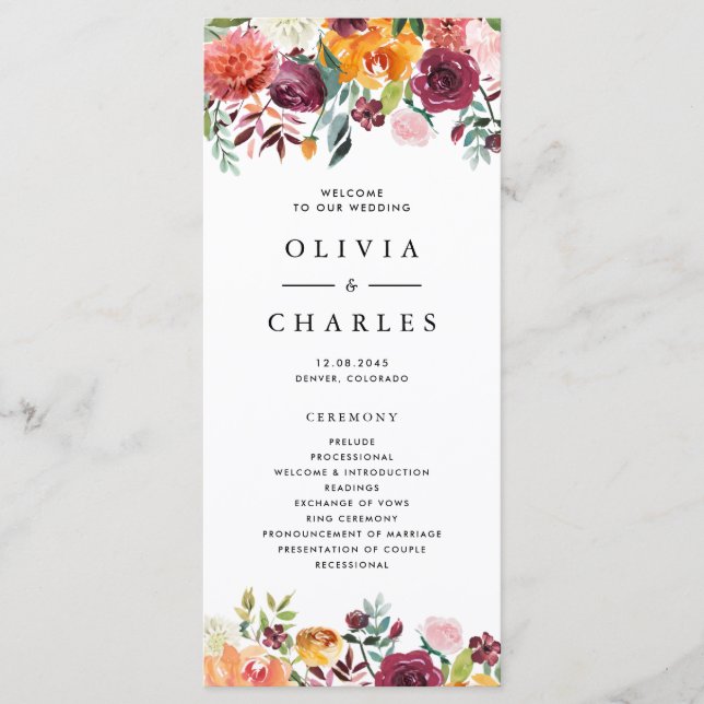 Programa Guirlanda de Flores de Outono em Aquarela para Cas (Frente)