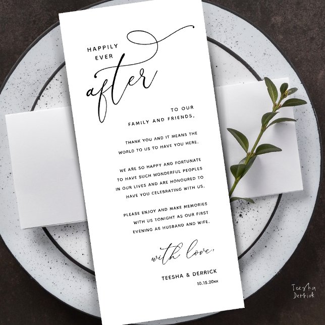 Programa Happily Ever After Wedding Dinner Thank You Card (Happily Ever After Wedding Dinner Thank You Card)