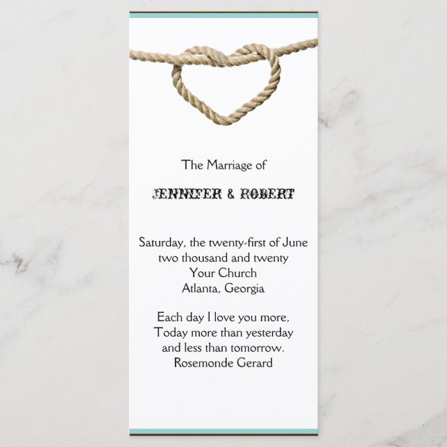 Programa Heart Love Knot Western Wedding Program (Frente)