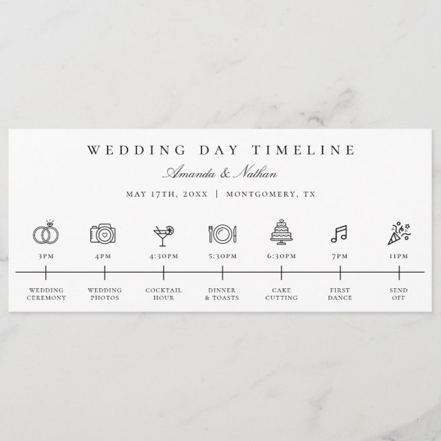 Programa Ícone da Linha do Tempo do Dia do Casamento Modern (Frente)