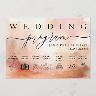 Programa Ícone de Casamento Aquarela Tom de Terra RoseGold