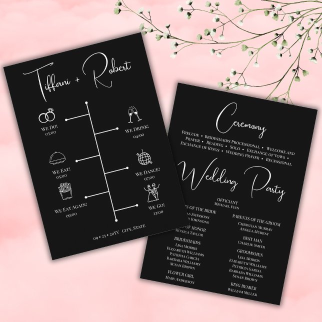Programa Ícones de Linha do Tempo de Casamento Preto e Bran (Criador carregado)