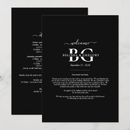 Programa Iniciais de Monograma Branco Negro Itinerário de C