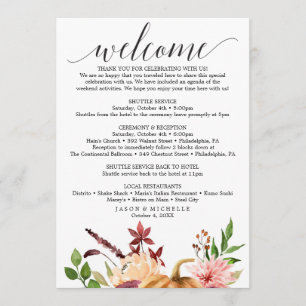 Programa Itinerário de Casamento Autumn Bliss - Boas-vindas