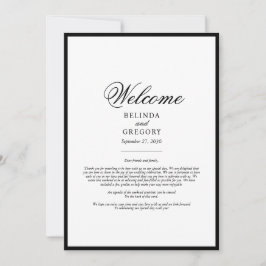 Programa Itinerário de Casamento Branco Negro Eleg