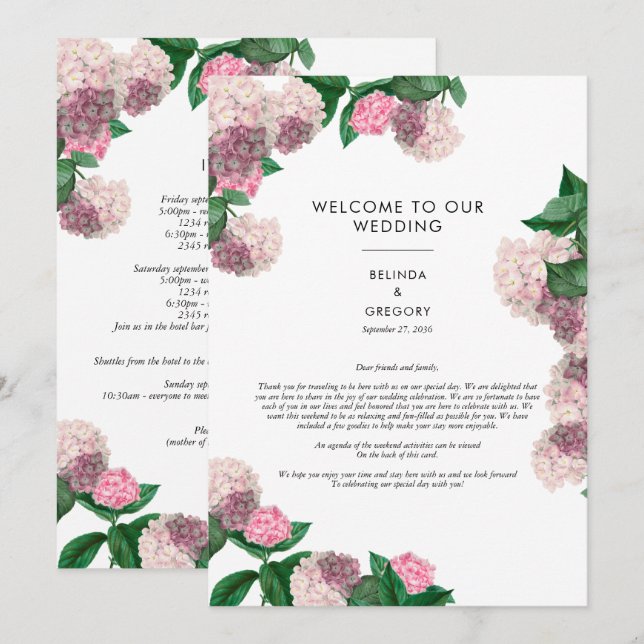 Programa Itinerário de Casamento com Hortênsia Rosa e Verdu (Frente/Verso)