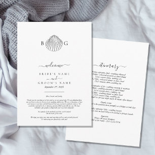 Programa Itinerário de Casamento de Clam Seashell Monograma