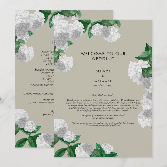 Programa Itinerário de Casamento de Hortênsia Branca com Ve (Frente/Verso)