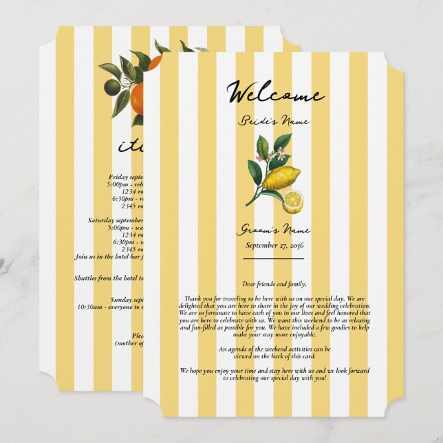 Programa Itinerário de Casamento de Limão Cítrico Mediterrâ (Frente/Verso)