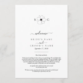 Programa Itinerário de Casamento de Monograma Desenhado à M