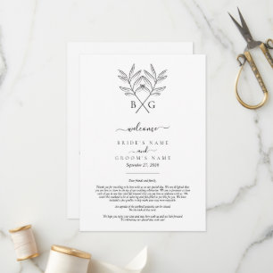 Programa Itinerário de Casamento do Monograma Botânico Mini