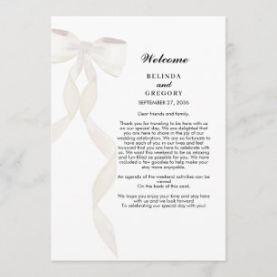 Programa Itinerário de Casamento Elegante de Fita de Arco B