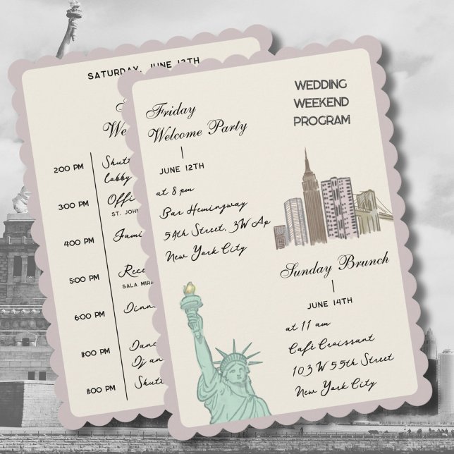 Programa Itinerário de casamento em Nova York NY moderno Pr (Criador carregado)