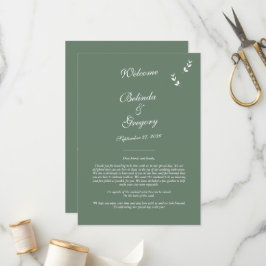 Programa Itinerário de Casamento Verde-Oliva Elegante Sage