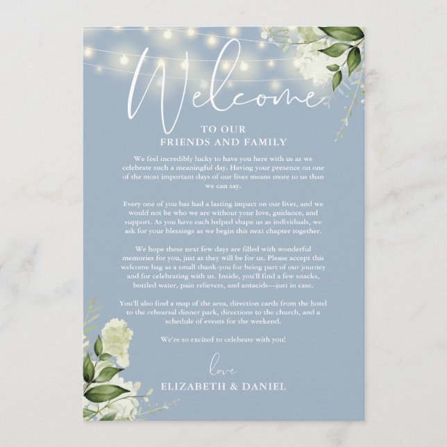 Programa Itinerário de Fim de Semana de Casamento Floral Az (Frente)