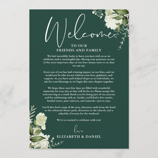 Programa Itinerário de Fim de Semana de Casamento Floral Es (Frente)