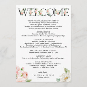 Programa Itinerário do Casamento - Boas-vindas do Casamento