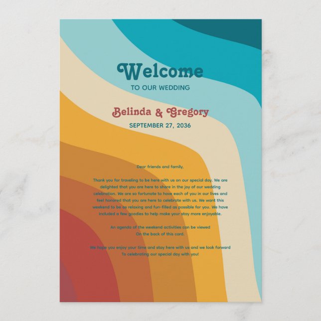 Programa Itinerário do Casamento Colorido do Arco-Íris dos  (Frente)