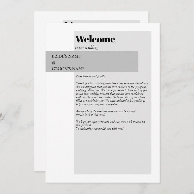 Programa Itinerário do Casamento Negro e Branco Moderno (Frente/Verso)