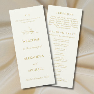 Programa Ivory Botanical Minimalist Christian Wedding