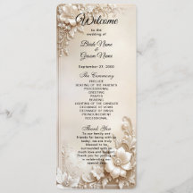 Ivory Flowers Wedding Program