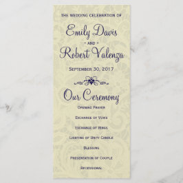 Programa Ivory Lace Royal Marinho Blue Formal Weding Progra