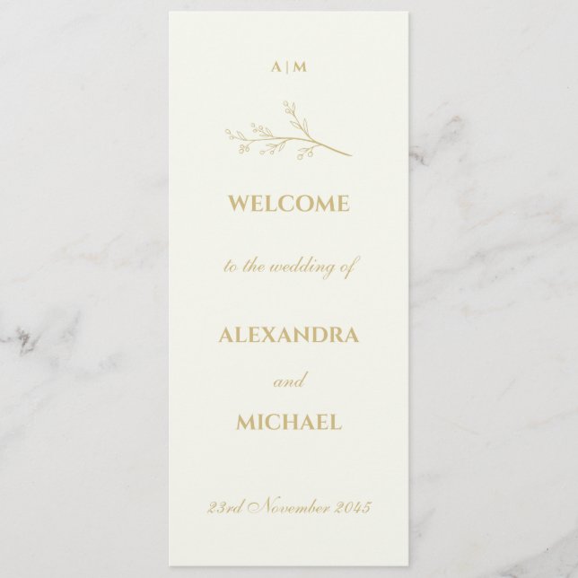 Programa Ivory Monogram Botanical Minimalist Wedding  (Frente)