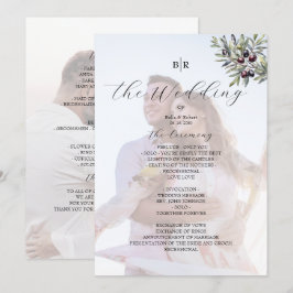 Programa Ivory Olive Monogram Photo Wedding Program