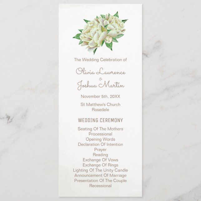 Programa Ivory Peony Watercolor Floral Wedemony (Frente)