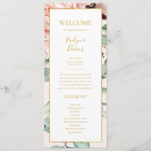 Programa Jardim Floral Elegante Blush Pastel Wedding