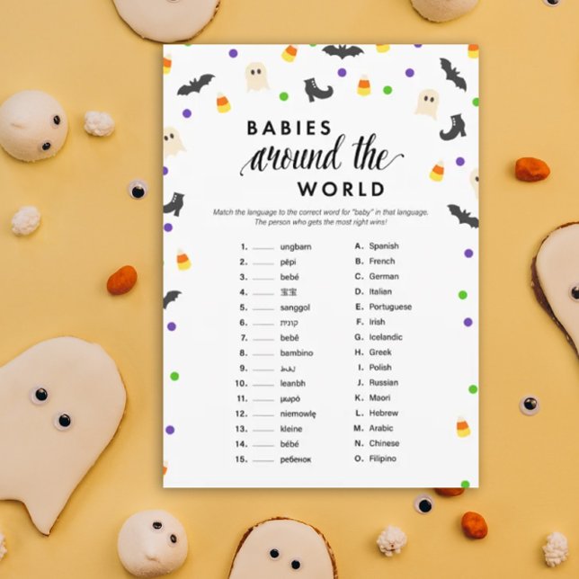 Programa Jogo de chá de fraldas do tema Halloween (Babies Around the World Halloween theme baby shower game)