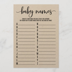 Programa Jogo Do Chá de fraldas Baby Names A To Z
