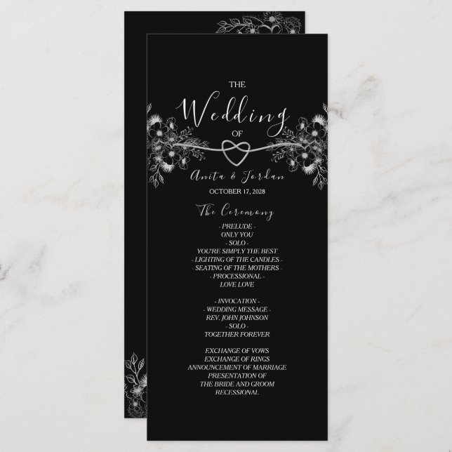 Programa Lace de prata preto (Frente/Verso)