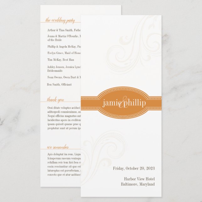 Programa Laranja Elegante, Caroline Wedding (Frente/Verso)