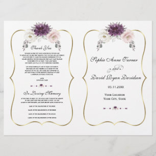 Programa Lavanda de Casamento Dourado Floral Branc