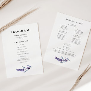 Programa Lavanda Floral Elegante Casamento com dupla face
